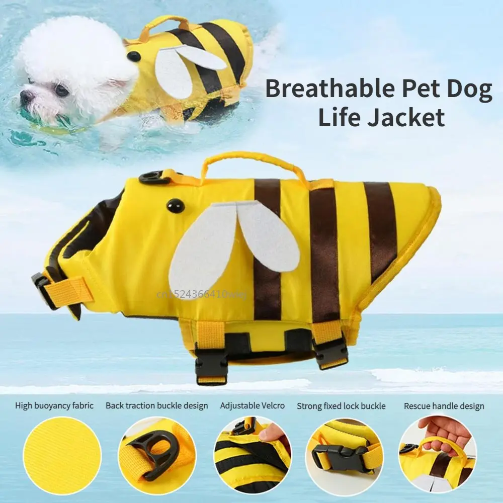 Dog Life Vest For Swimming Ripstop Waterproof Lifejacket For Dogs With Handle Adjustable Fashionable Dog Swimsuit With