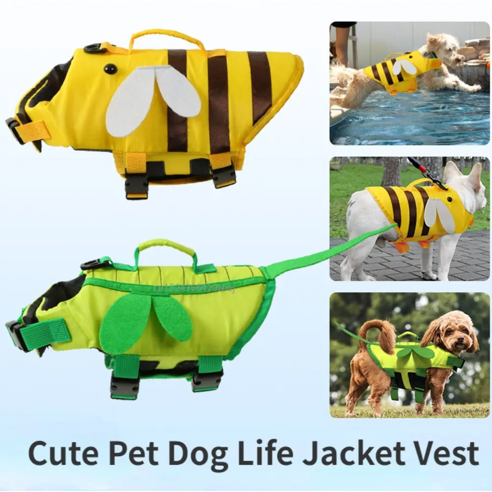 Dog Life Vest For Swimming Ripstop Waterproof Lifejacket For Dogs With Handle Adjustable Fashionable Dog Swimsuit With
