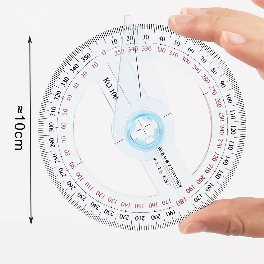 10cm All Circular Plastic 360 Degree Pointer Protractor Ruler Angle Finder Meter with Swing Arm for School Office Protractor
