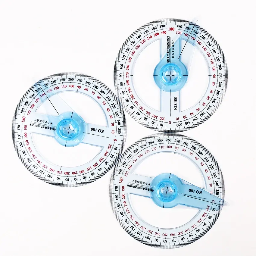 10cm All Circular Plastic 360 Degree Pointer Protractor Ruler Angle Finder Meter with Swing Arm for School Office Protractor