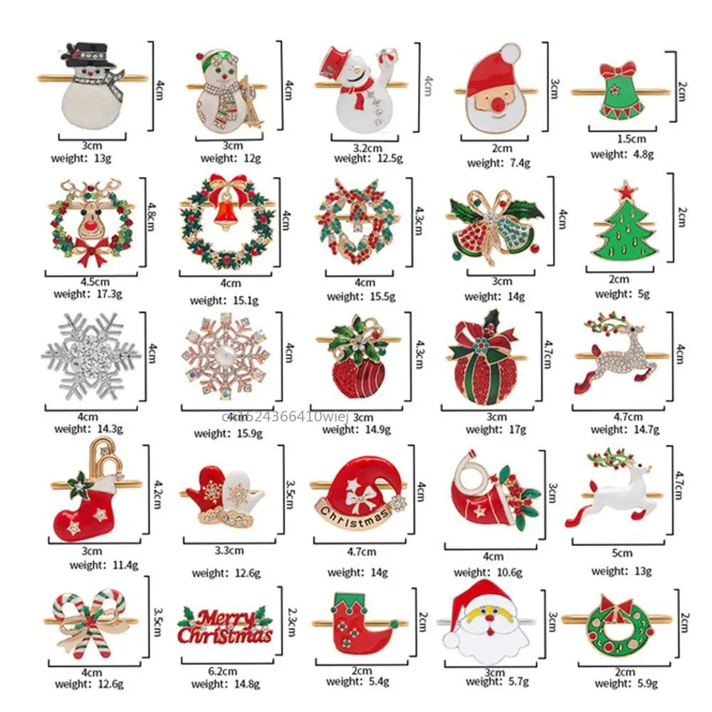 Metal Christmas Tree Napkin Buckle Bow Flower Wreath Mouth Ring Napkin Ring Wedding Hotel Table Supplies Circle Decoration Gifts