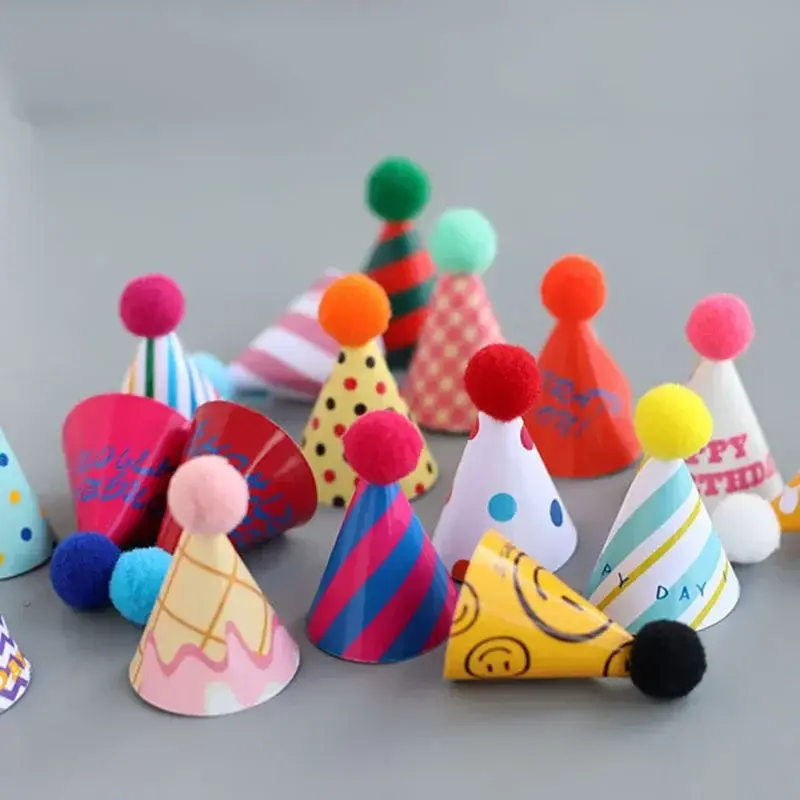 Mini Cake Theme Birthday Cake Topper Soft Hat Small Pointed Hat Party Cake Decoration Boy Girl Supplies Soft Adhesive