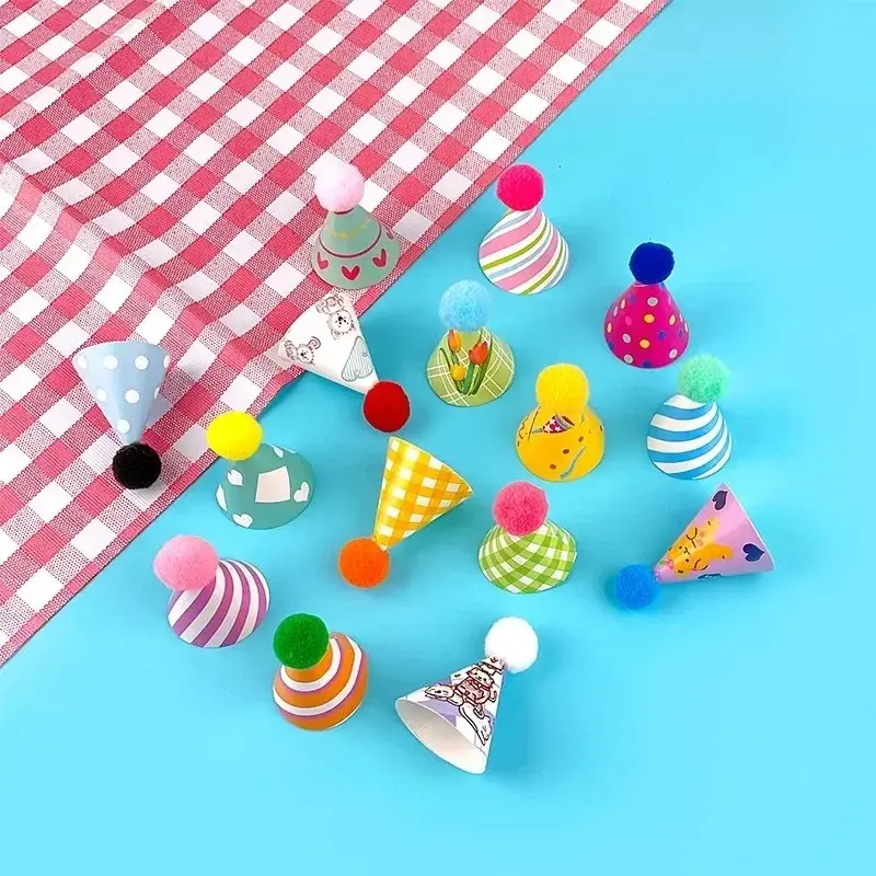 Mini Cake Theme Birthday Cake Topper Soft Hat Small Pointed Hat Party Cake Decoration Boy Girl Supplies Soft Adhesive