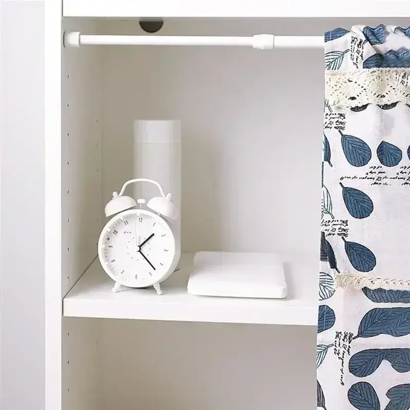 Spring Tension Curtain Rods Durable Adjustable Length Hanging Extendable Telescopic Poles for Bathroom Kitchen Cupboard No Drill