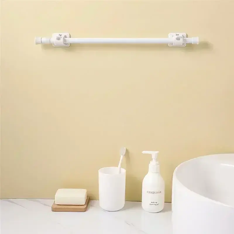 Spring Tension Curtain Rods Durable Adjustable Length Hanging Extendable Telescopic Poles for Bathroom Kitchen Cupboard No Drill