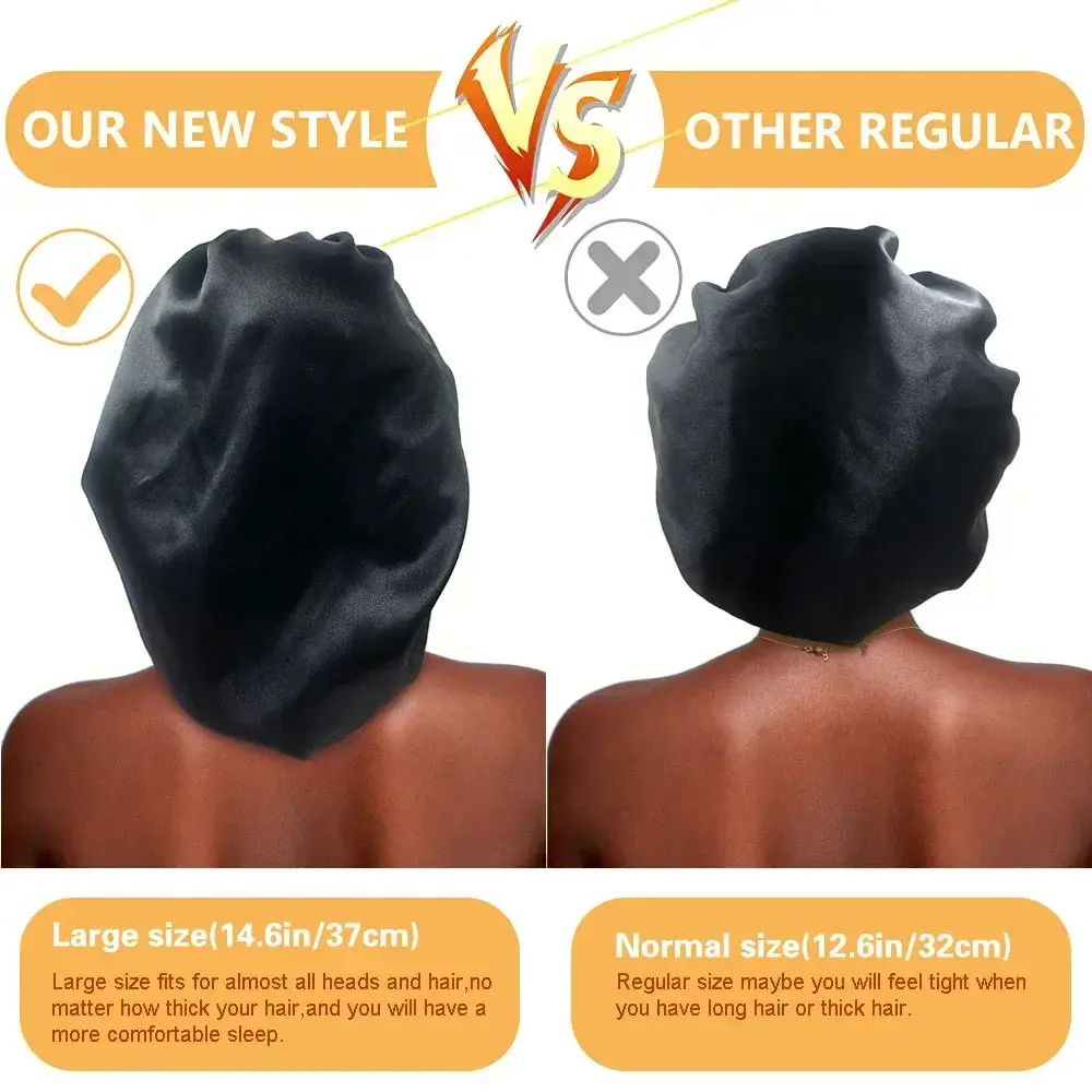 Newly Satin Night Hair Cap Women's Solid Sleeping Hat Sleep Care Bonnet Nightcap for Women Unisex Cap