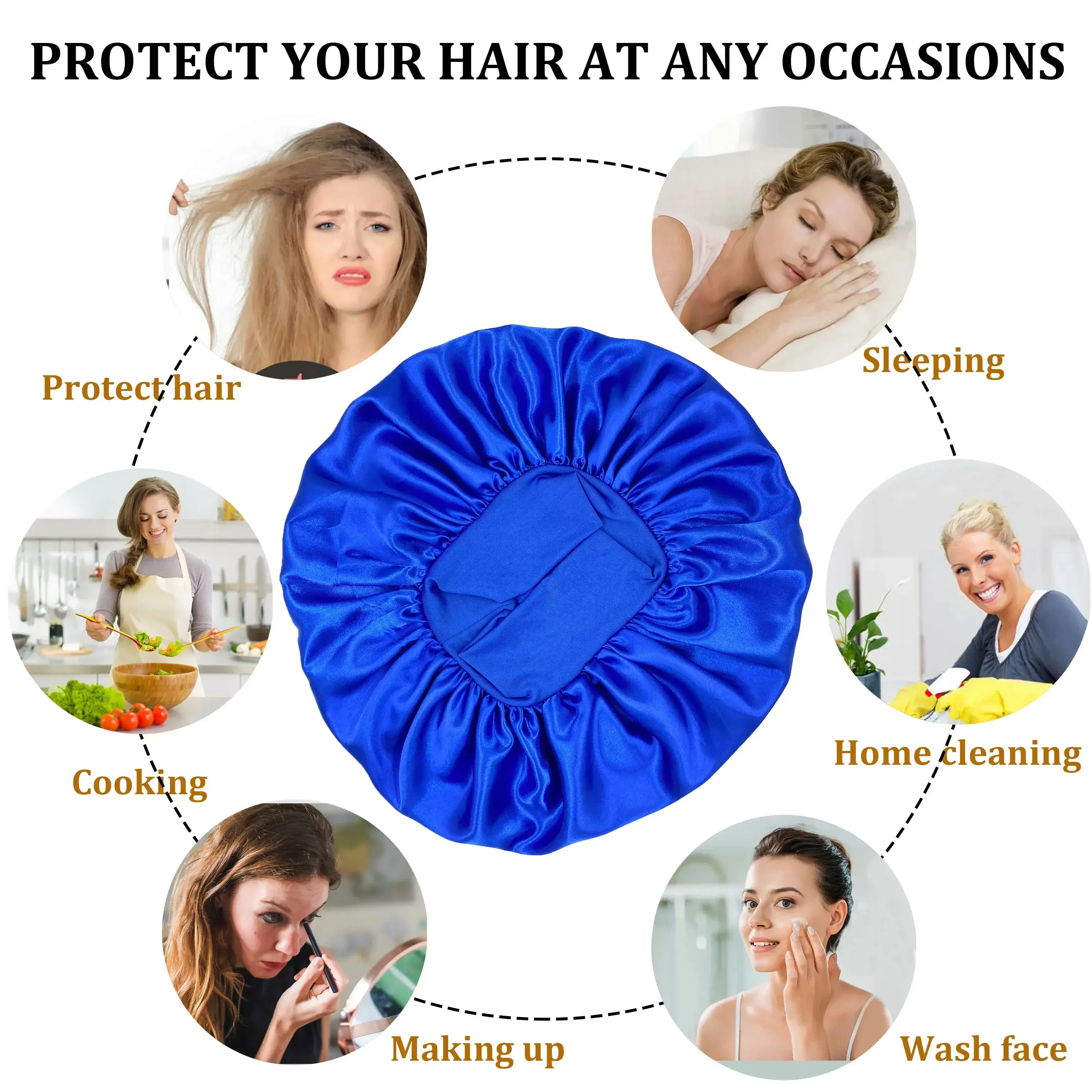 Newly Satin Night Hair Cap Women's Solid Sleeping Hat Sleep Care Bonnet Nightcap for Women Unisex Cap