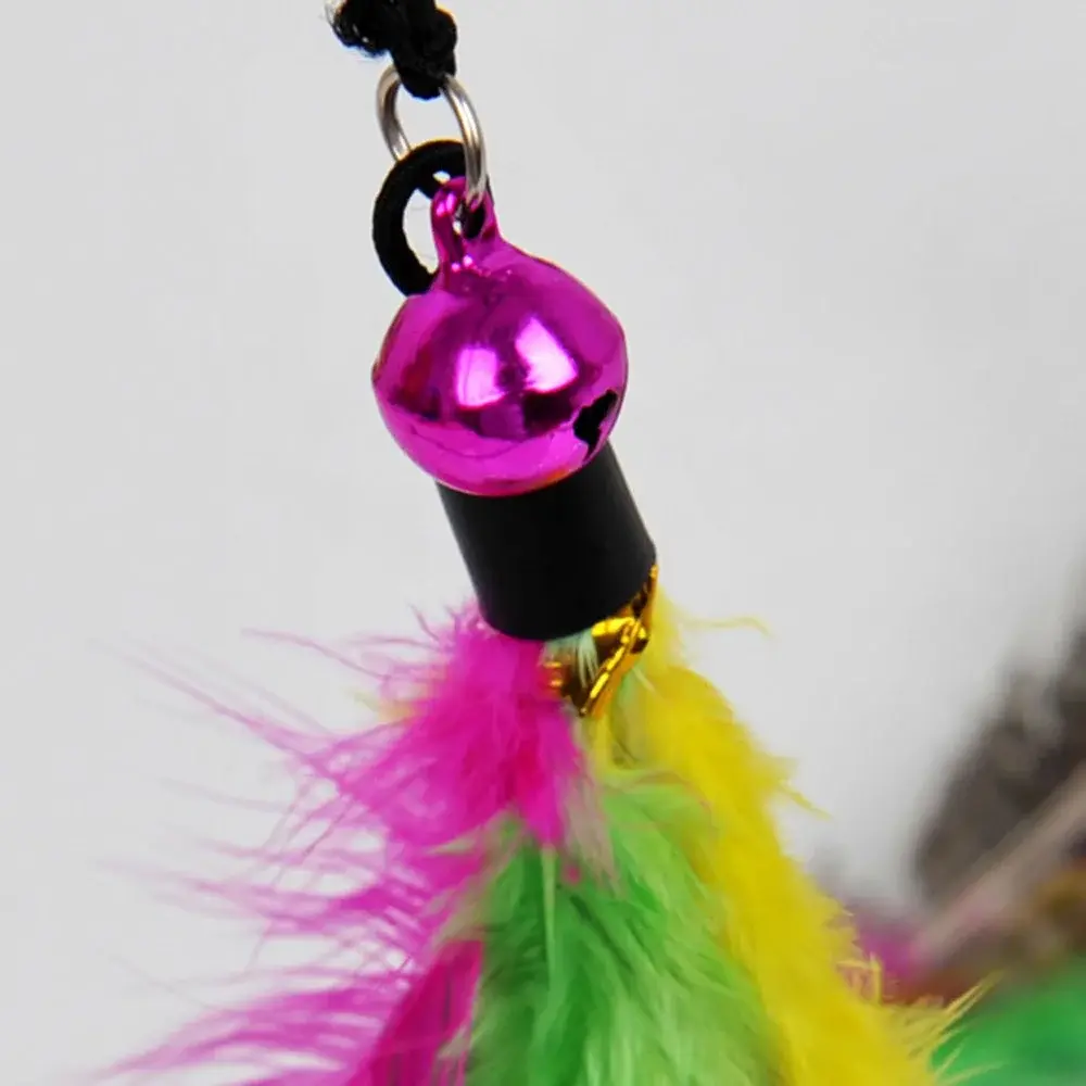 1pc Funny Kitten Cat Teaser Interactive Toy Rod with Bell and Feather Toys for Cats Teaser Interactive Toy Rod Pet Cat Toy Stick