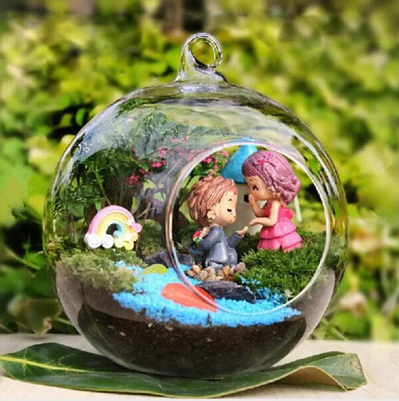 Clear Flower Hanging Ball Vase Planter Terrarium Container Borosilicate Glass for Succulent Planting Home Wedding Decor Gift 8cm