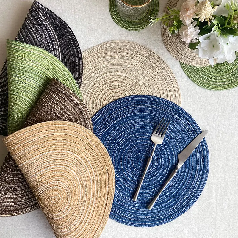 1pc Table Placemats for Table Mat Ramie Insulation Pad Placemats Linen Non Slip Table Mats Home Decoration Pad Coaster