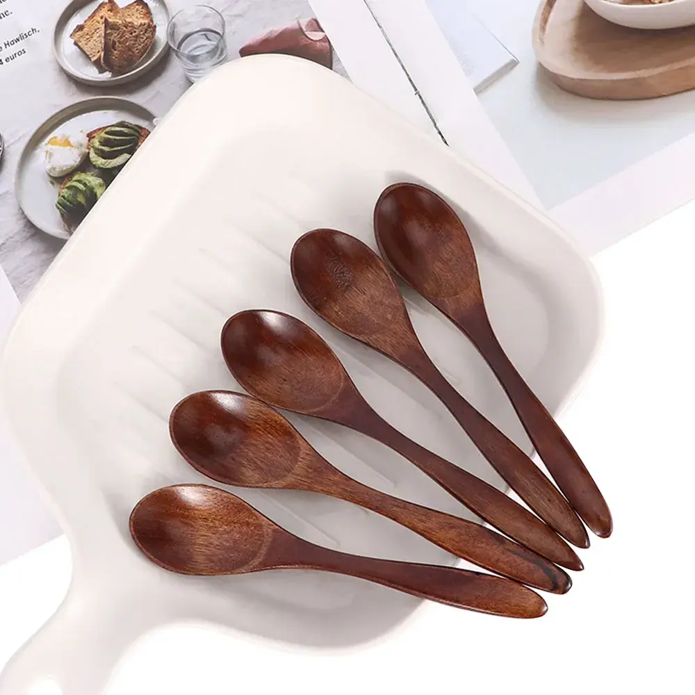 Wooden Tea Spoon Long Coffee Spoons Small Teaspoon Set Wood Honey Dessert Spoon Coffee Drink Stirrer Teaspoons Tableware