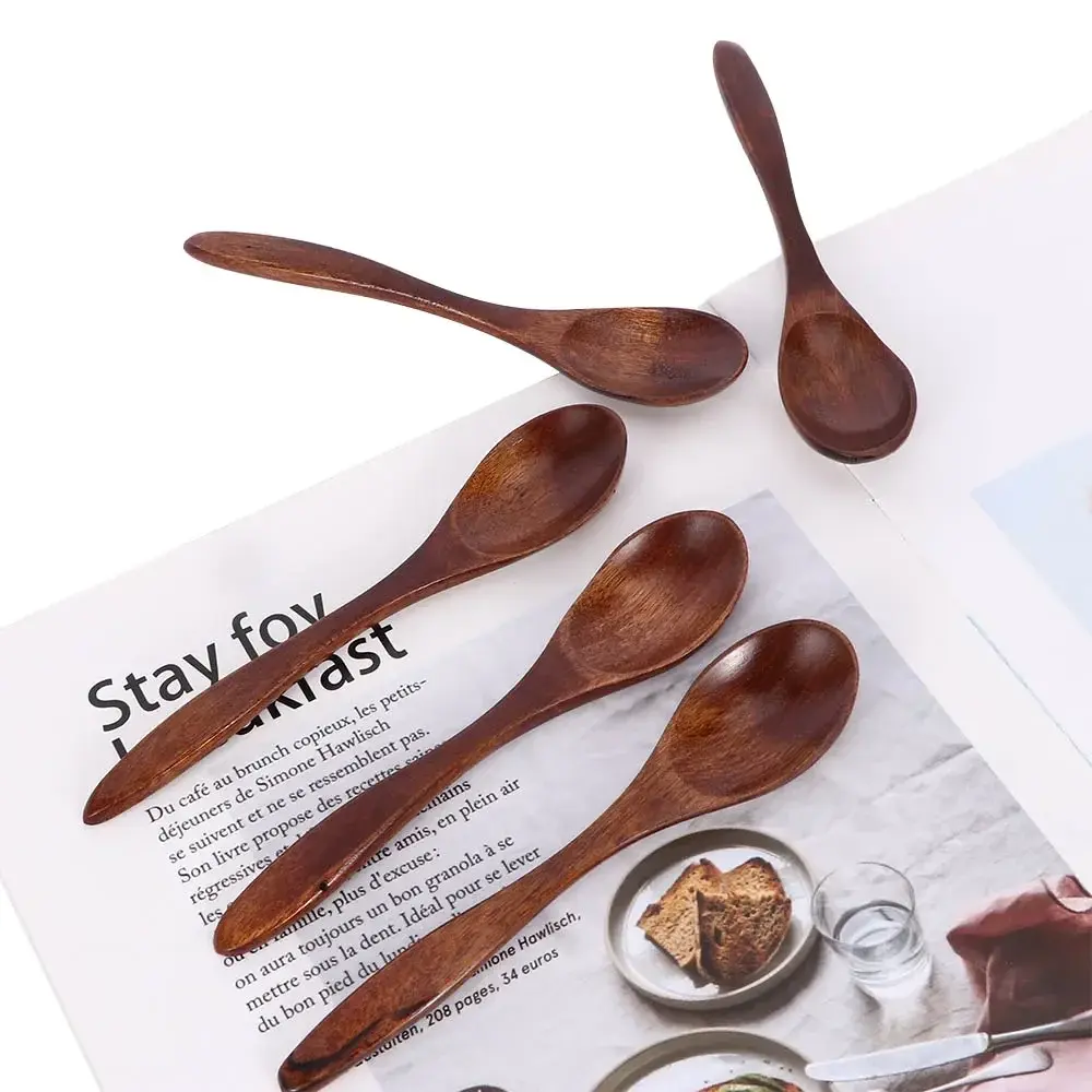 Wooden Tea Spoon Long Coffee Spoons Small Teaspoon Set Wood Honey Dessert Spoon Coffee Drink Stirrer Teaspoons Tableware