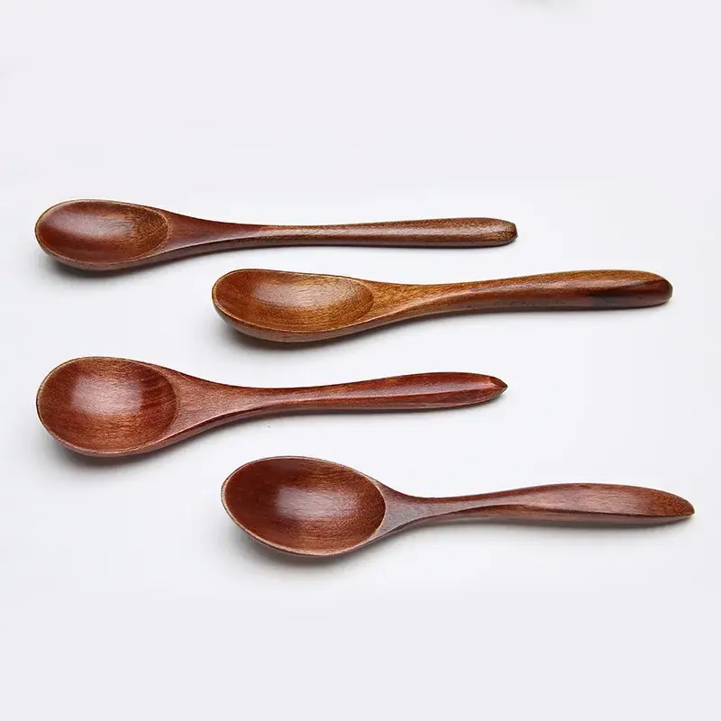 Wooden Tea Spoon Long Coffee Spoons Small Teaspoon Set Wood Honey Dessert Spoon Coffee Drink Stirrer Teaspoons Tableware