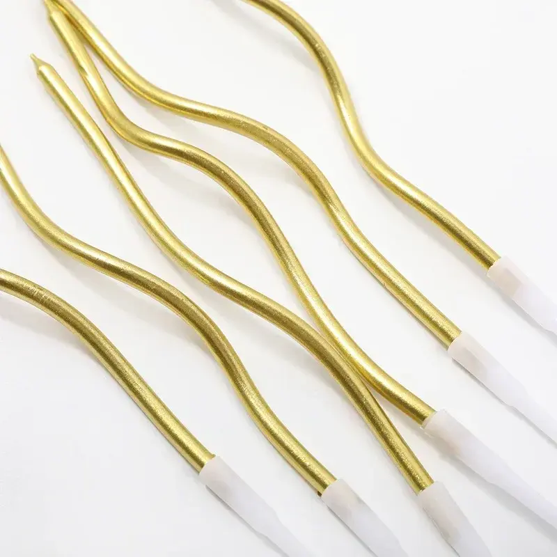 6pcs/box Long Pencil Cake Candle Flowers Kids Birthday Party Wedding Candle Favor Supplies Spiral Candle Cake Decorations