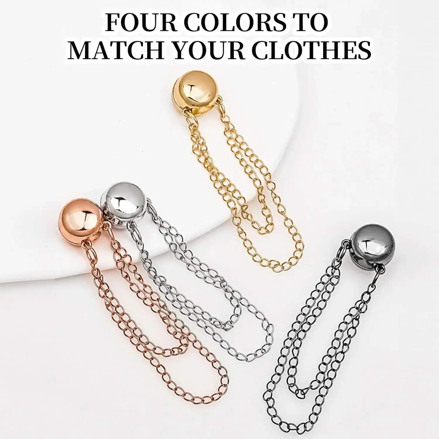 1Pc Multi-Function Magnetic Clothing Clip with Chain Metal Buttons Clip Clothes Scarf Trouser Legs Cuff Fixing Magnet Pin Decor