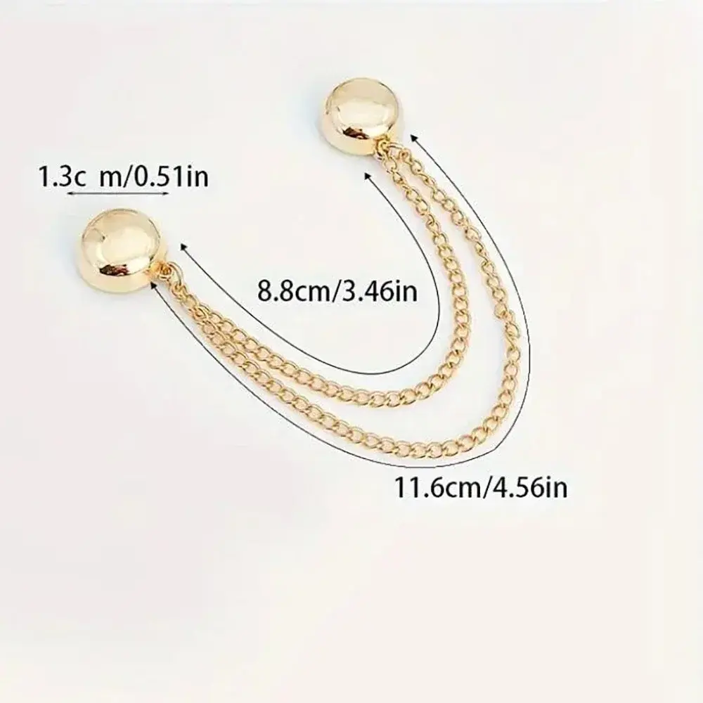 1Pc Multi-Function Magnetic Clothing Clip with Chain Metal Buttons Clip Clothes Scarf Trouser Legs Cuff Fixing Magnet Pin Decor