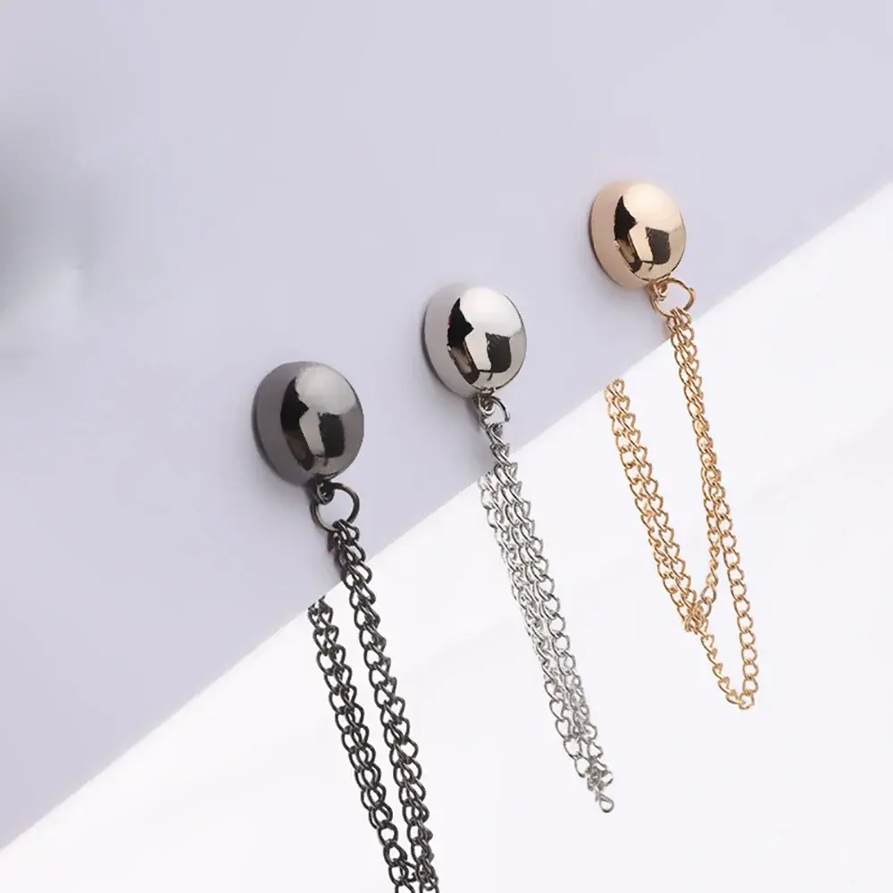 1Pc Multi-Function Magnetic Clothing Clip with Chain Metal Buttons Clip Clothes Scarf Trouser Legs Cuff Fixing Magnet Pin Decor