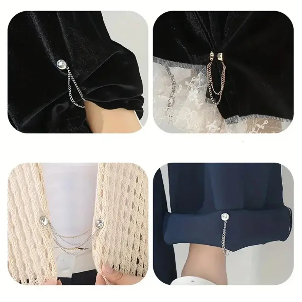 1Pc Multi-Function Magnetic Clothing Clip with Chain Metal Buttons Clip Clothes Scarf Trouser Legs Cuff Fixing Magnet Pin Decor