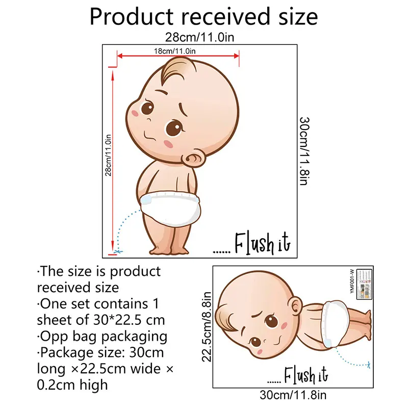 Funny Warning Toilet Stickers Cartoon Chld Urination Toilet Lid WC Door Sticker Removable Self-Adhesive Decor Paper Household