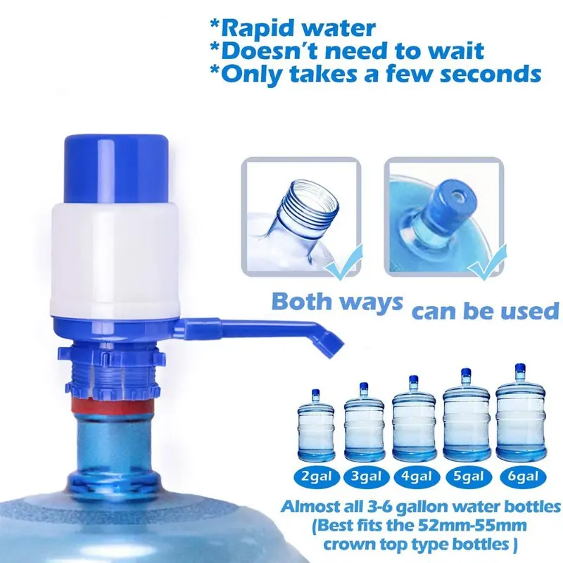 Water Bottles Pump Manual Hand Pressure Drinking Fountain Pressure Pump Water Press Pump with An Extra Short Tube Food Grade