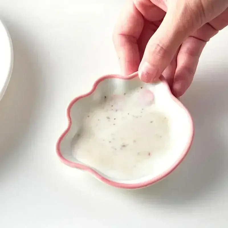 2023 Japanese Cute Cat's Paw Taste Dish Ceramic Cartoon Dessert Plate Soy Fruit Sauce Dish Seasoning Bowl Household Dip Dishes
