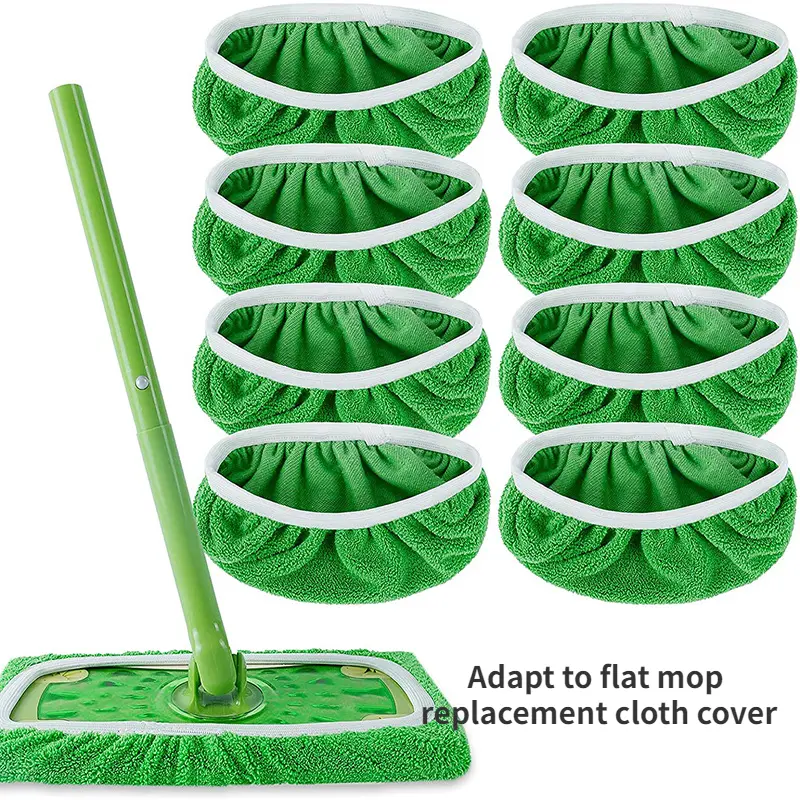 1pc Thickened Elastic Band Flat Mop Cloth Coral Fleece/Microfiber/Chenille Replacement Rotary Mop Cleaning Pad Household Tools