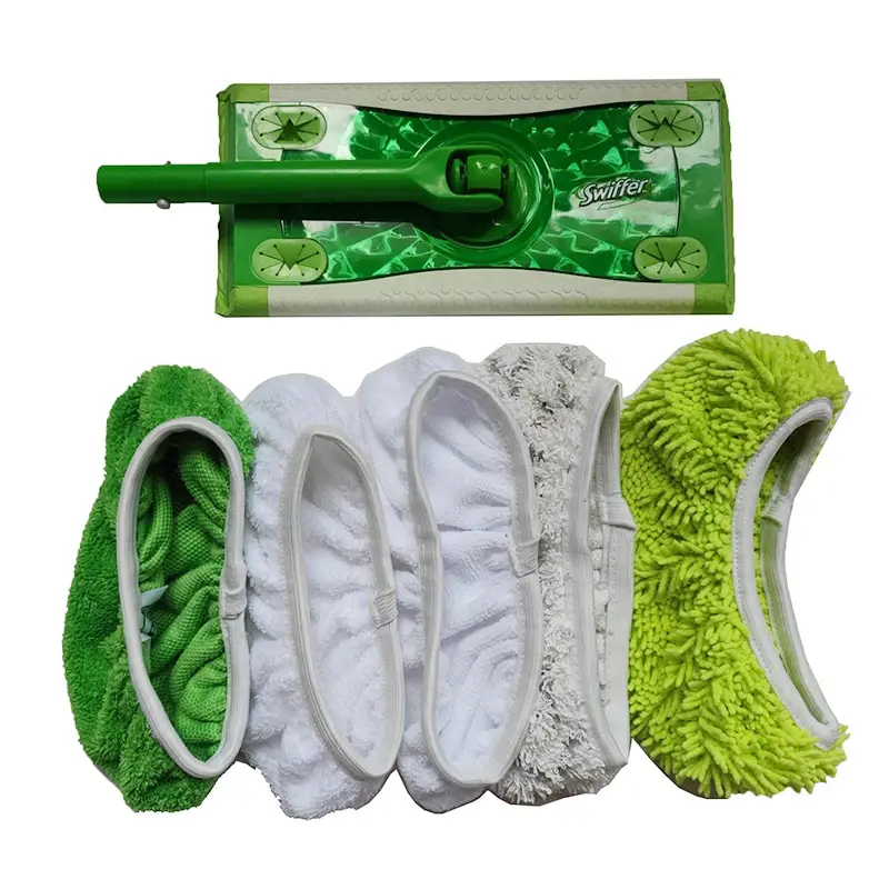 1pc Thickened Elastic Band Flat Mop Cloth Coral Fleece/Microfiber/Chenille Replacement Rotary Mop Cleaning Pad Household Tools
