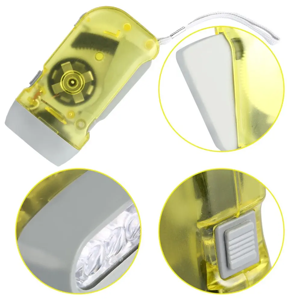 New 3 LED Hand Pressing Dynamo Crank Power Wind Up Flashlight Torch Light Hand Press Crank Camping Lamp Light for Outdoor Home