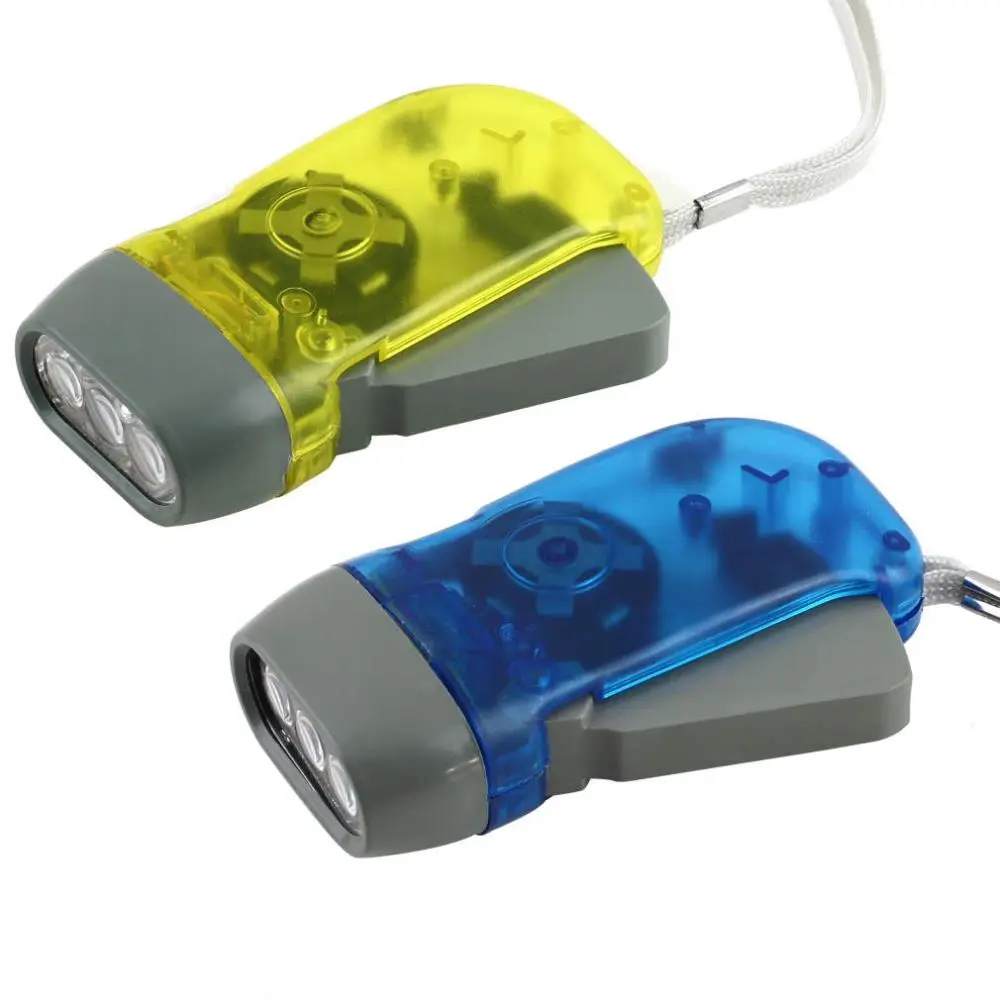 New 3 LED Hand Pressing Dynamo Crank Power Wind Up Flashlight Torch Light Hand Press Crank Camping Lamp Light for Outdoor Home