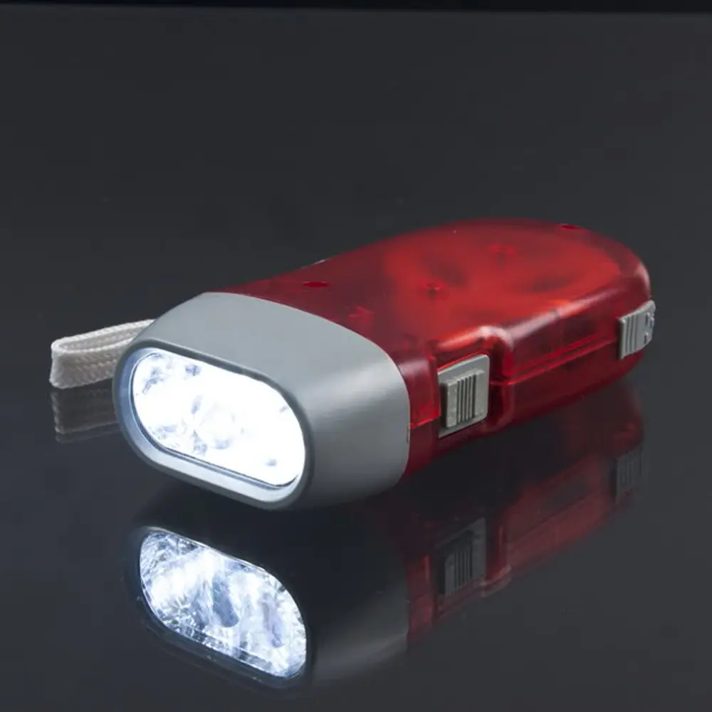New 3 LED Hand Pressing Dynamo Crank Power Wind Up Flashlight Torch Light Hand Press Crank Camping Lamp Light for Outdoor Home