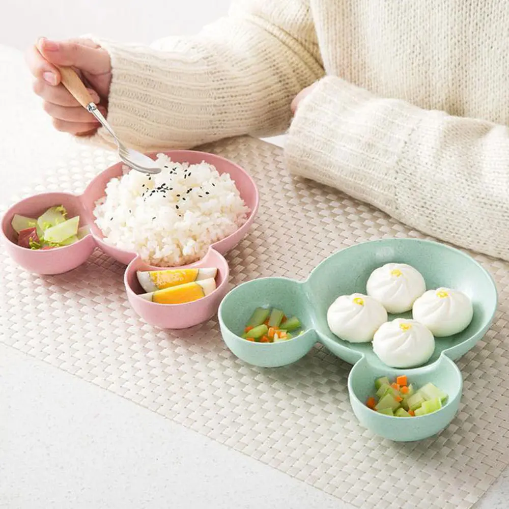 Kid Cartoon Mouse Mickey Bowl Dishes Lunch Box Kid Baby Children Infant Baby Rice Feeding Bowl Plastic Snack Plate Tableware