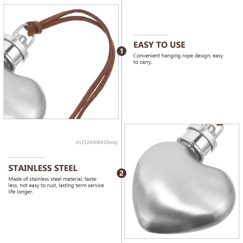 Outdoor Miniature Hip Flask Kettle Portable Wine Pot Small Hip Flask Heart Shaped Stainless Steel Wine Flask Water Bottle