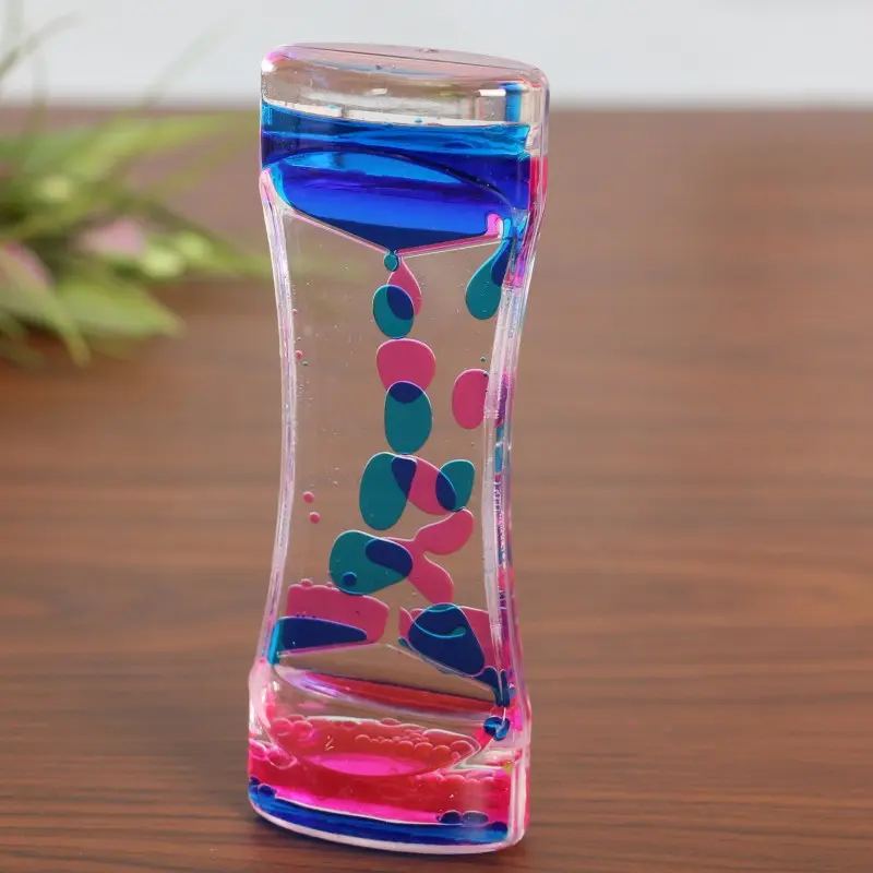Hourglass Liquid Motion Timer Double Color Floating Liquid Drip Oil Glass Visual Timer Desktop Decoration Children Fidget Toys