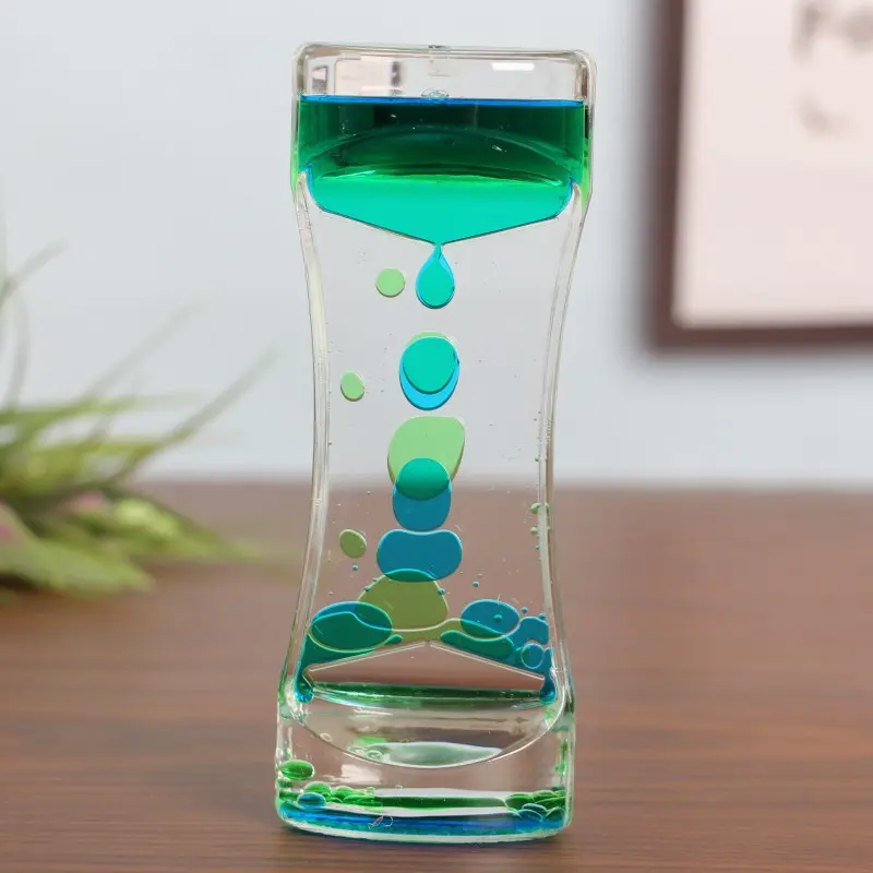 Hourglass Liquid Motion Timer Double Color Floating Liquid Drip Oil Glass Visual Timer Desktop Decoration Children Fidget Toys