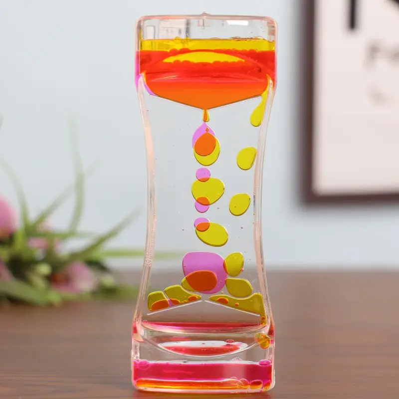 Hourglass Liquid Motion Timer Double Color Floating Liquid Drip Oil Glass Visual Timer Desktop Decoration Children Fidget Toys