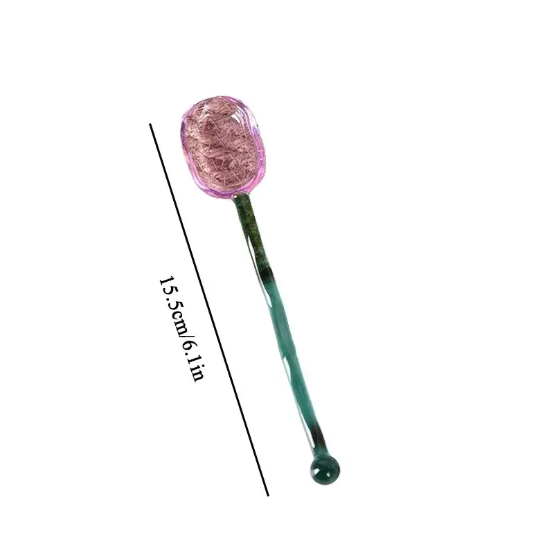 1Pc Creative Glass Milk Spoons Colored Transparent Coffee Dessert Stirring Spoon Long Handle Spoon Kitchen Tableware