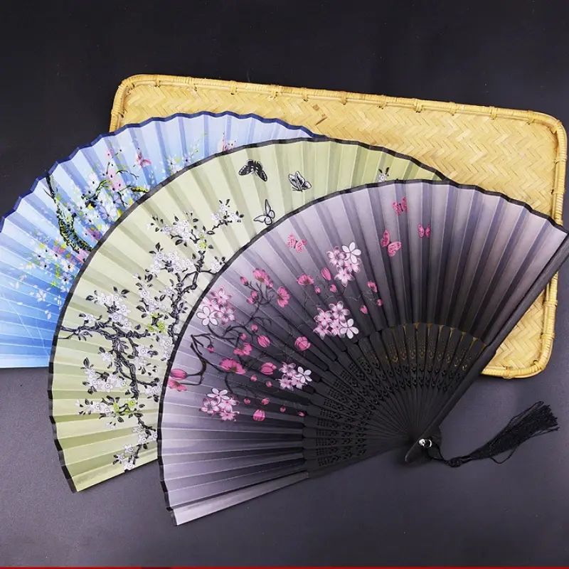 7 Inch Folding Hand Fan National Woman Chinese Wind Cheongsam Prop Ancient Fans Vintage Hand Fan Wedding Home Decoration