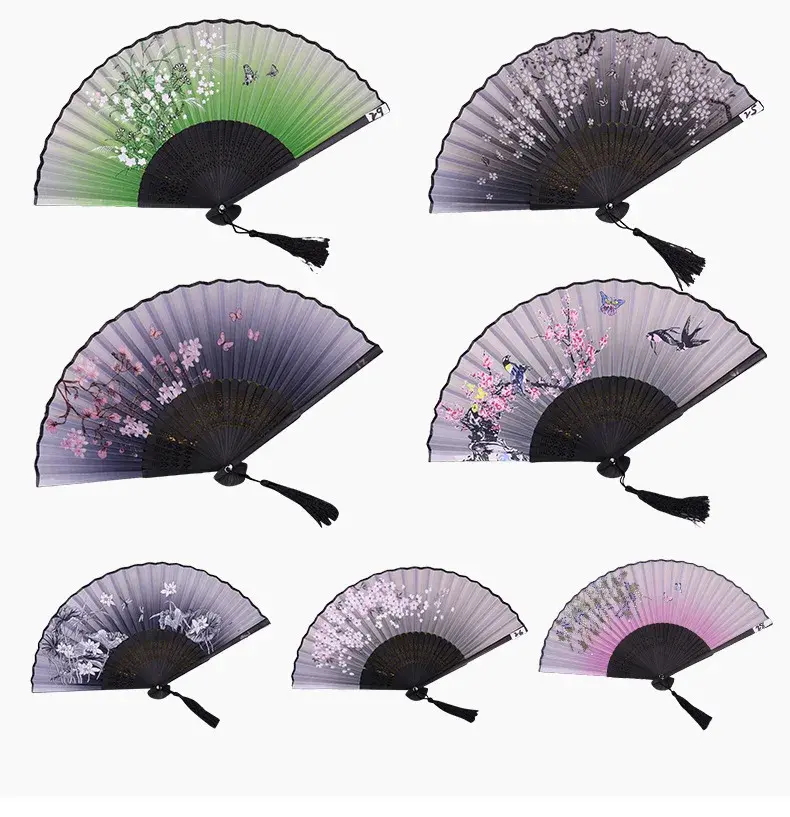 7 Inch Folding Hand Fan National Woman Chinese Wind Cheongsam Prop Ancient Fans Vintage Hand Fan Wedding Home Decoration