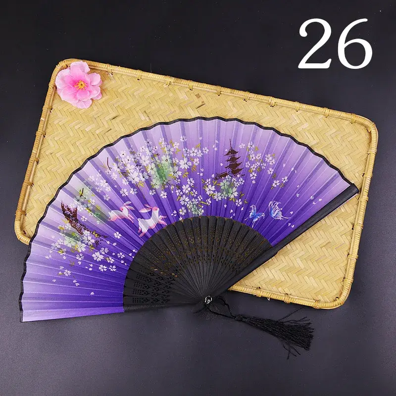 7 Inch Folding Hand Fan National Woman Chinese Wind Cheongsam Prop Ancient Fans Vintage Hand Fan Wedding Home Decoration