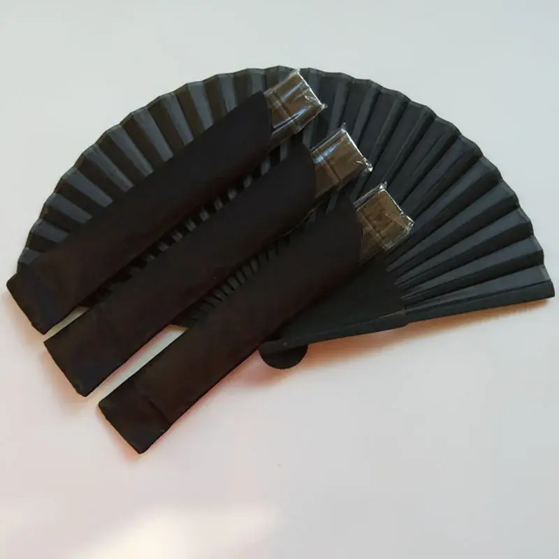 Vintage Black Chinese Style Folding Fans Kung Fu Fan Wedding Party Solid Color Pocket Hand Craft Dance Fan Home Decorative Fans