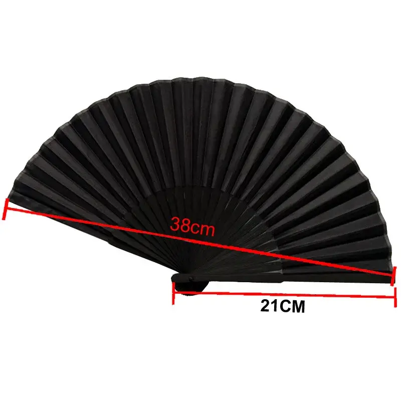 Vintage Black Chinese Style Folding Fans Kung Fu Fan Wedding Party Solid Color Pocket Hand Craft Dance Fan Home Decorative Fans