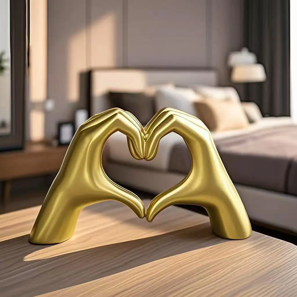 Nordic Light Luxury Art Crafts Office Home Decoration Resin Love Gesture Statues Sculptures Desktop Ornament Sculpture Figurines