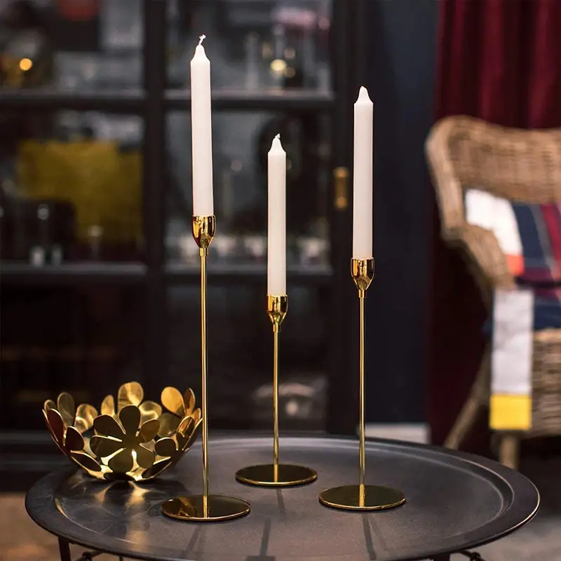 1/3 Pcs/ Set European Metal Candle Holder Simple Golden Wedding Decoration Bar Party Living Room Decoration Home Decoration