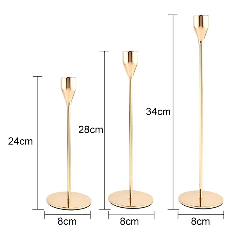 1/3 Pcs/ Set European Metal Candle Holder Simple Golden Wedding Decoration Bar Party Living Room Decoration Home Decoration