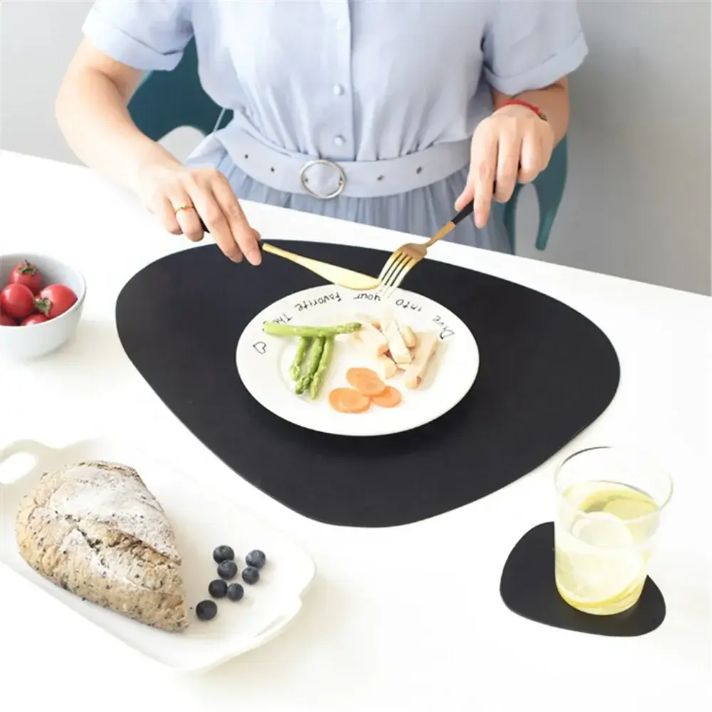 Triangle Leather Placemat Kitchen Dining Table Mats Steak Pad Non-slipinsulation Pads Ins Nordic Hotel Restaurant Home Decor