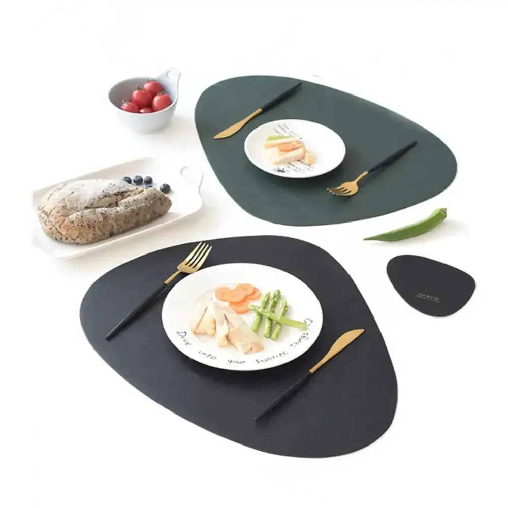 Triangle Leather Placemat Kitchen Dining Table Mats Steak Pad Non-slipinsulation Pads Ins Nordic Hotel Restaurant Home Decor