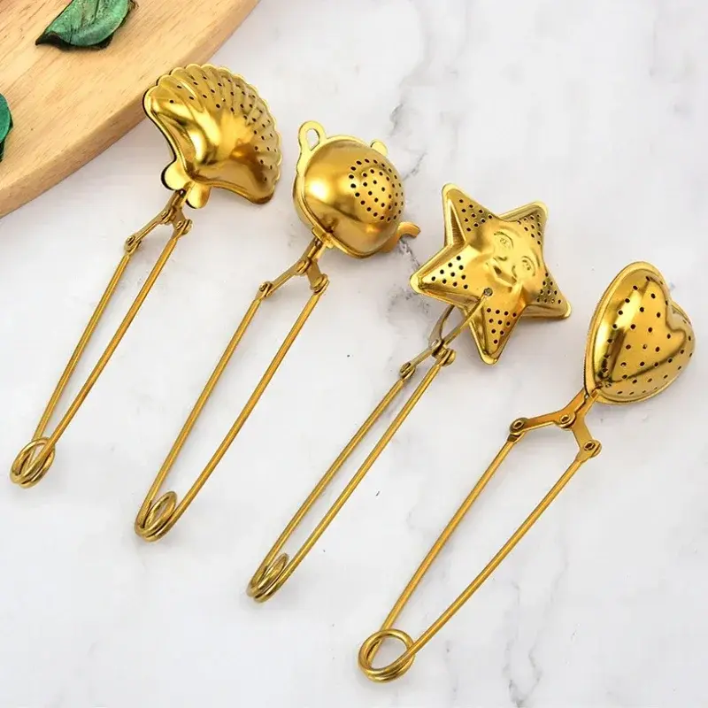 Teapot/Star/Heart Shape Tea Strainer Stainless Steel Tea Infuser with Mesh Herbal Spice Filter Diffuser Kitchen Gadget Teaware