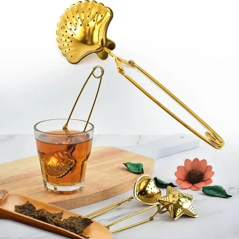 Teapot/Star/Heart Shape Tea Strainer Stainless Steel Tea Infuser with Mesh Herbal Spice Filter Diffuser Kitchen Gadget Teaware