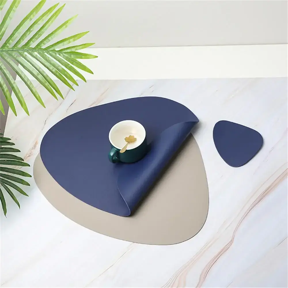 Triangle Leather Placemat Kitchen Dining Table Mats Steak Pad Non-slipinsulation Pads Ins Nordic Hotel Restaurant Home Decor