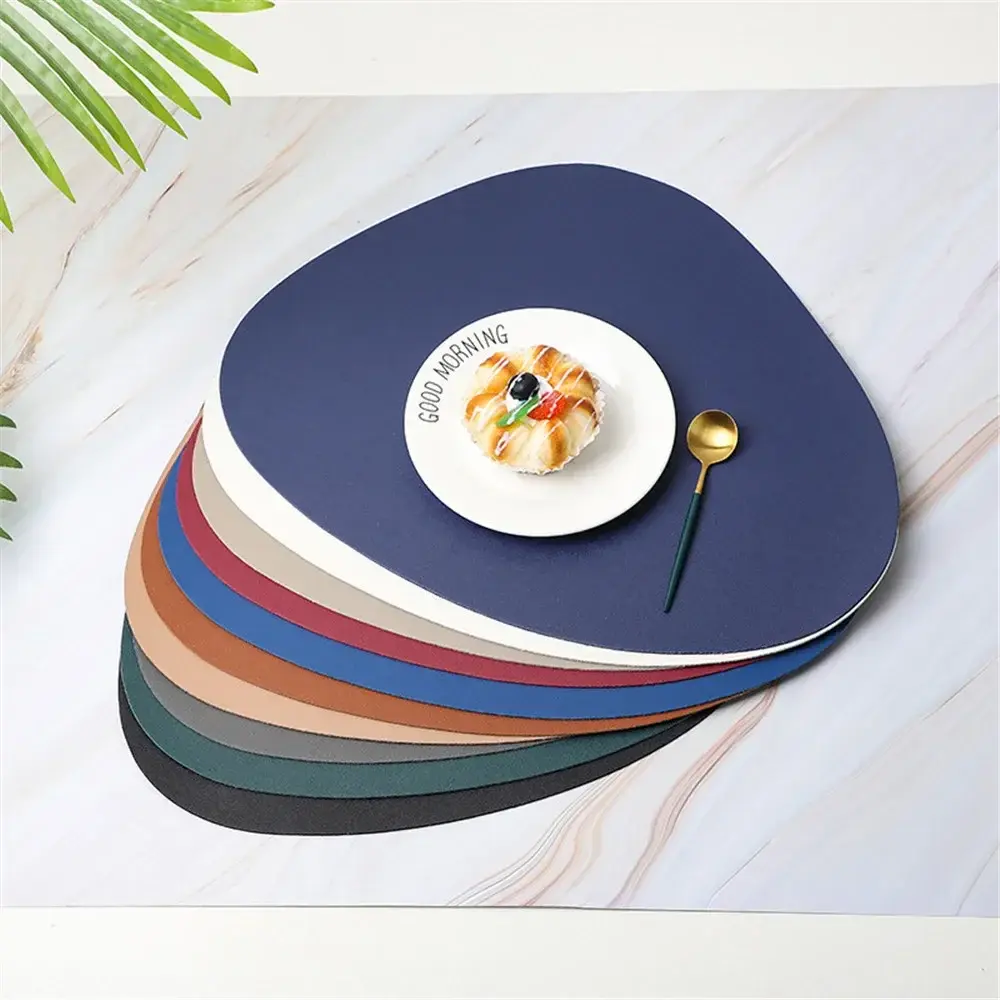 Triangle Leather Placemat Kitchen Dining Table Mats Steak Pad Non-slipinsulation Pads Ins Nordic Hotel Restaurant Home Decor